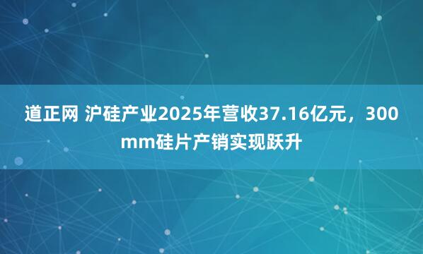 道正网 沪硅产业2025年营收37.16亿元，300mm硅片产销实现跃升