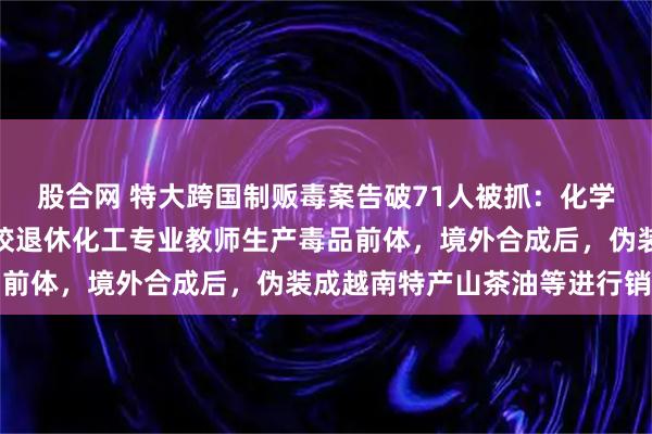 股合网 特大跨国制贩毒案告破71人被抓:化学硕士突然辞职,联合高校退休化工专业教师生产毒品前体,境外合成后,伪装成越南特产山茶油等进行销卖